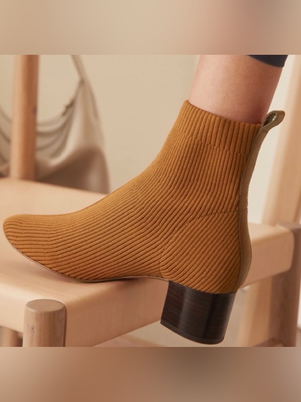 Everlane knit ribbed ankle boots ‘the glove’ block heel stretch 8